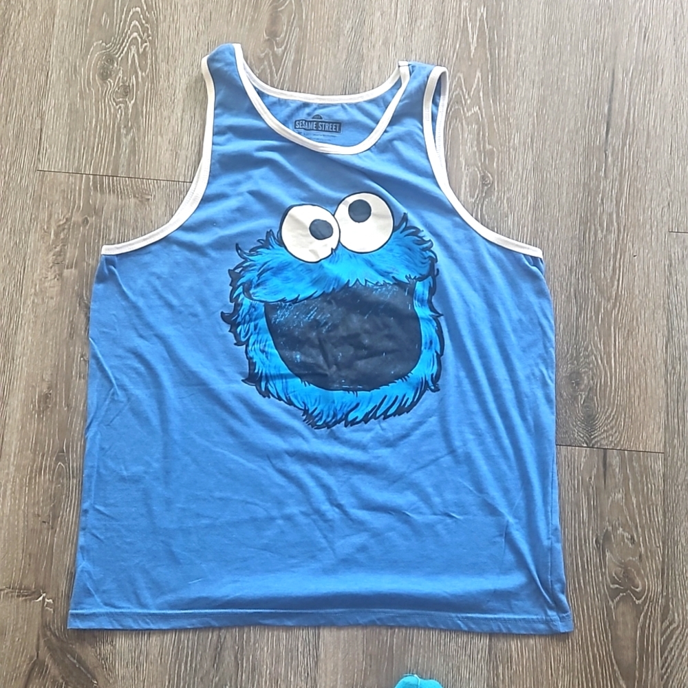 Large blue Cookie Monster Tank